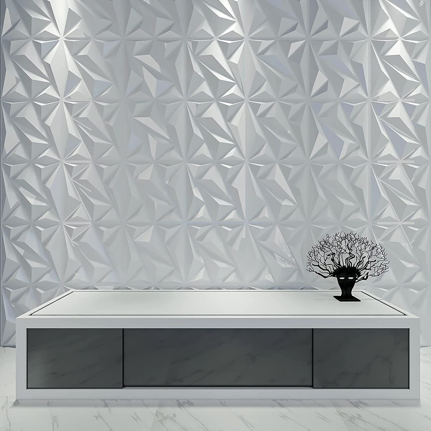 Pared Panel Decorativo 3D Estrella Blanco Caja x3m2 (12 Paneles